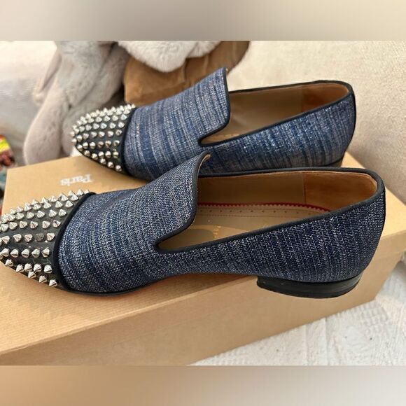 Christian Louboutin Spooky Flat Navy Blue and black shoes - Picture 2 of 4